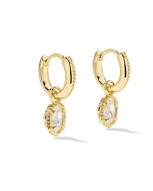 Kendra Scott Mini Elisa Luxe Huggie Gold White Earrings