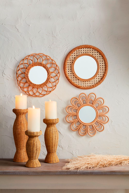MUD PIE FLOWER WOVEN MIRROR
