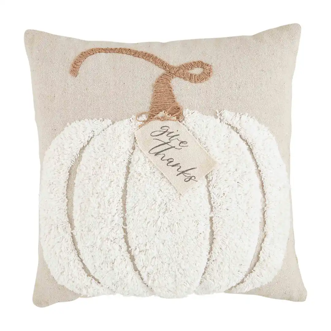 MUD PIE WHITE TUFTING PUMPKIN PILLOW