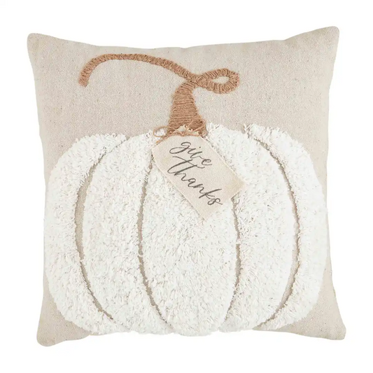 MUD PIE WHITE TUFTING PUMPKIN PILLOW