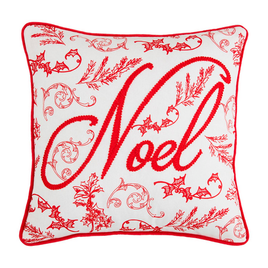 MUDPIE SQUARE XMAS EMBROIDERED PILLOW