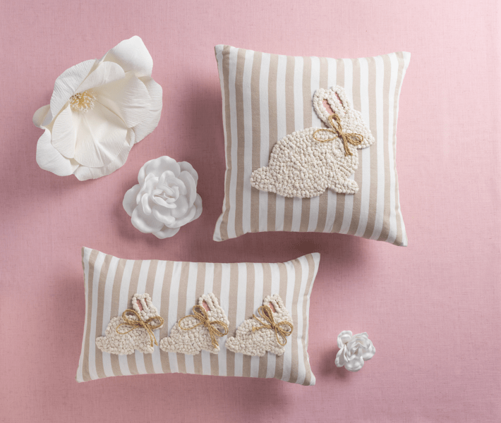 MUD PIE SQUARE WHITE EASTER PILLOW