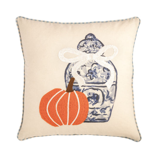 Mud Pie Square Pumpkin Topiary Pillow