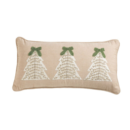 Mud Pie Lumbar White Christmas Beaded Pillow