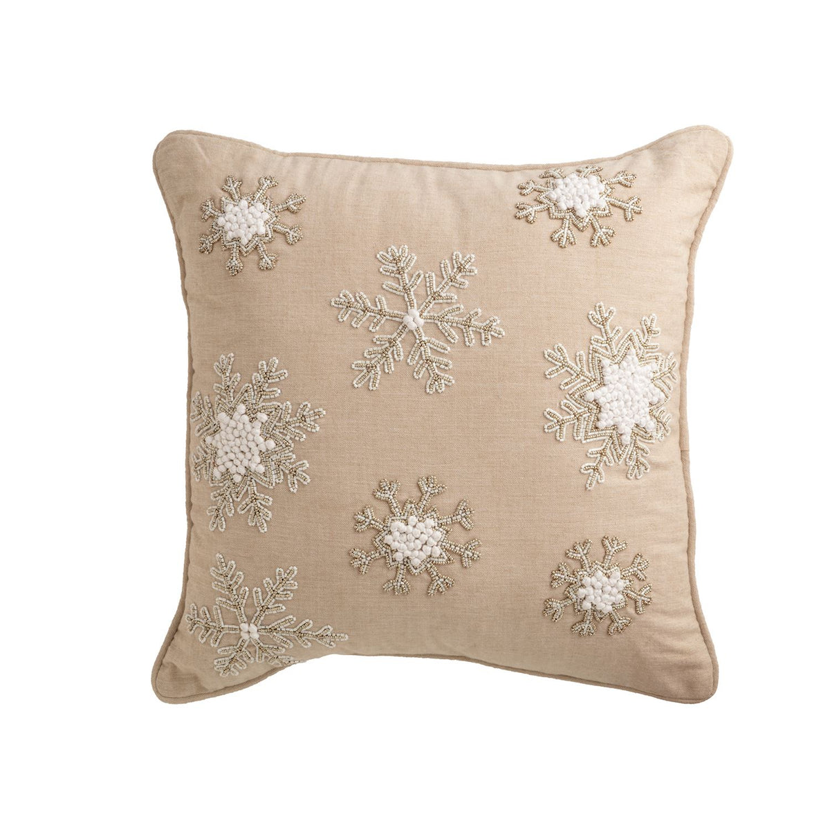 Mud Pie Square White Christmas Beaded Pillow