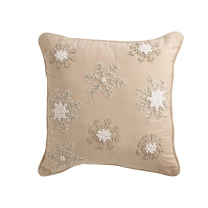 Mud Pie Square White Christmas Beaded Pillow