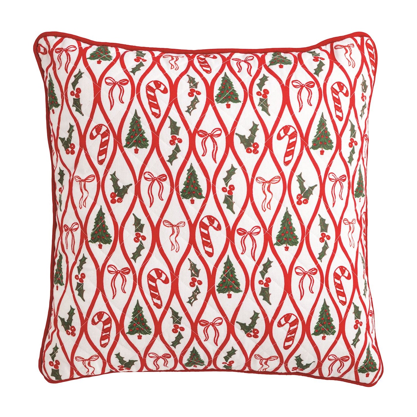 Mud Pie Lattice Block Print Quilted Pillow