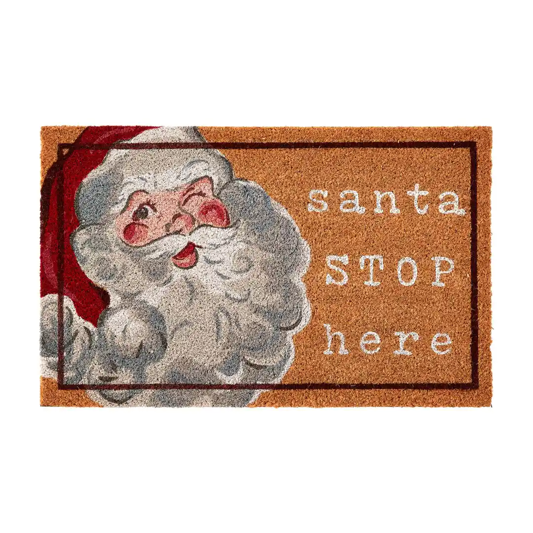 MUD PIE SANTA STOP HERE COIR MAT