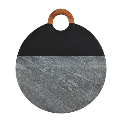 MUD PIE ROUND BLACK WOOD/MARBLE BOARD