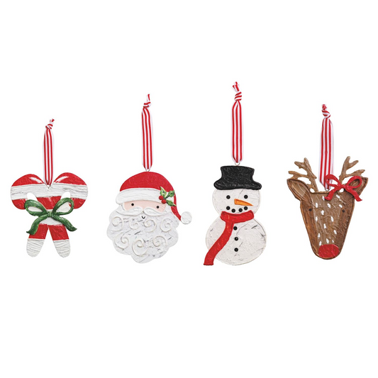 Mud Pie Christmas Painted Wood Ornaments
