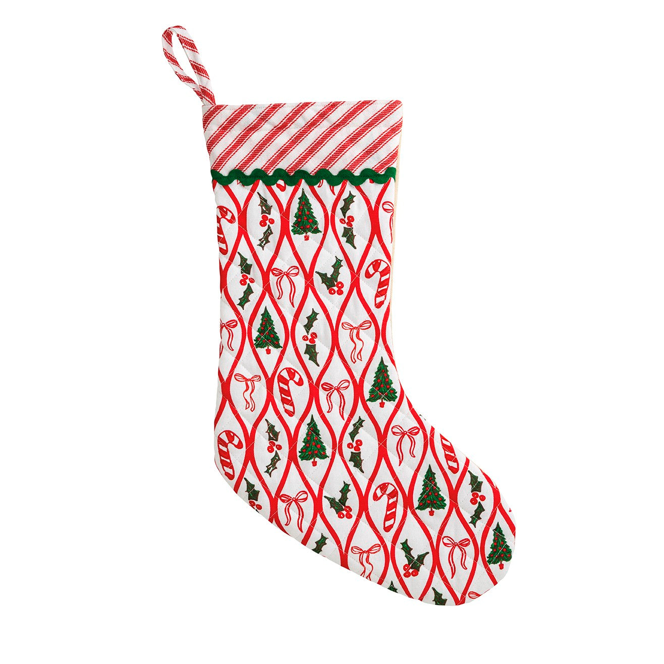 Mud Pie Bow Christmas Block Print Stocking