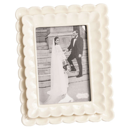Mud Pie Large White Scalloped Frame