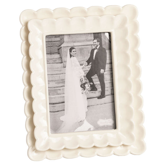 Mud Pie Large White Scalloped Frame