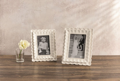 Mud Pie Large White Scalloped Frame
