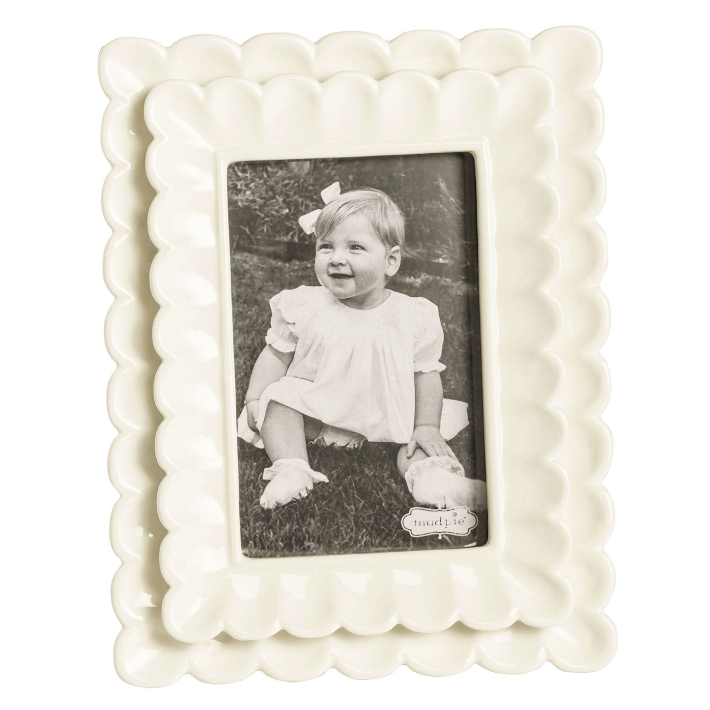 Mud Pie Small White Scalloped Frame
