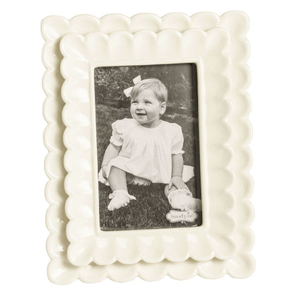 Mud Pie Small White Scalloped Frame