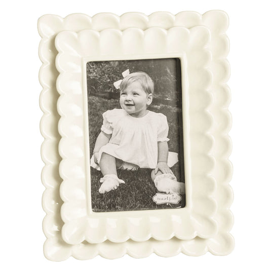 Mud Pie Small White Scalloped Frame