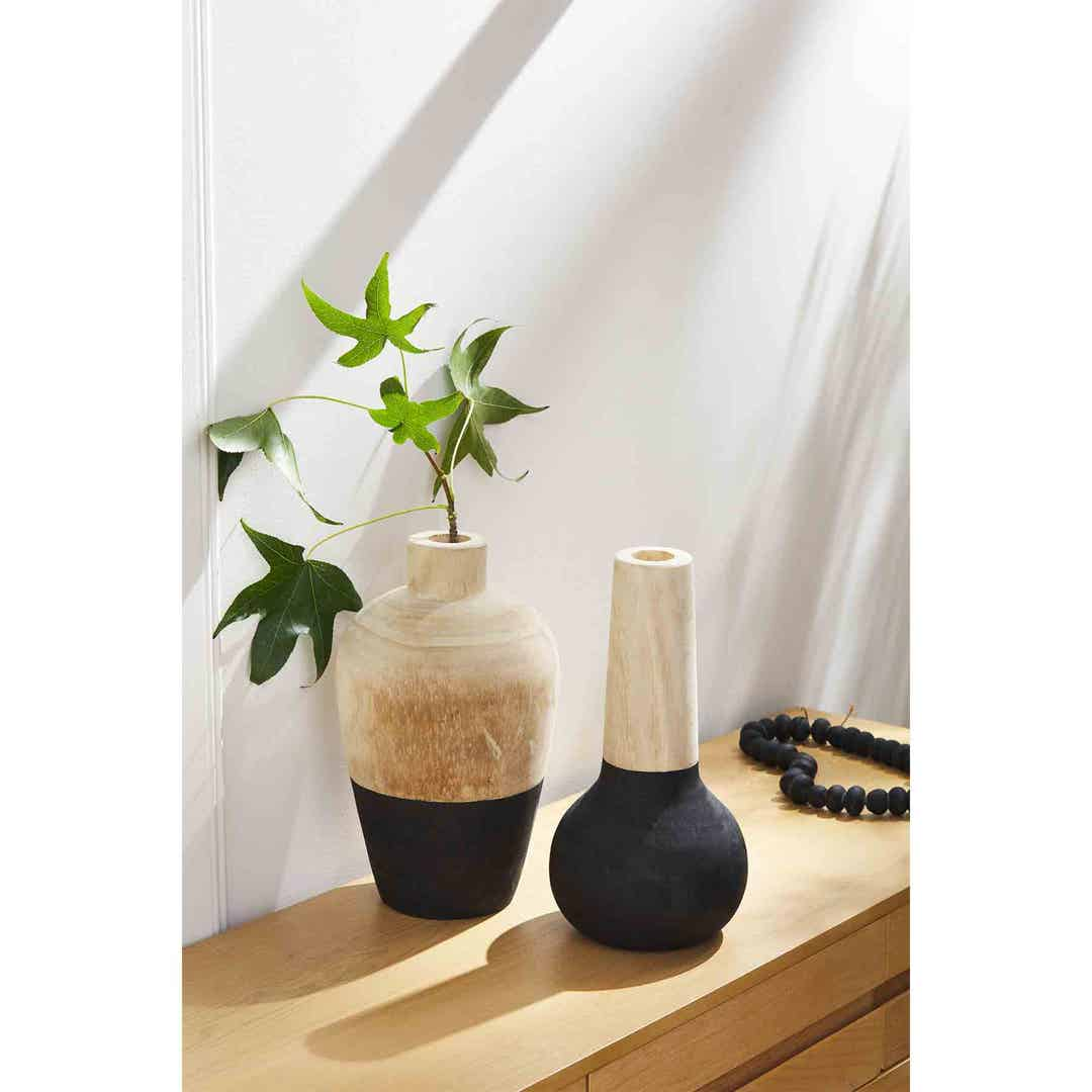 MUDPIE SKINNY NECK BLACK PAULOWNIA VASE