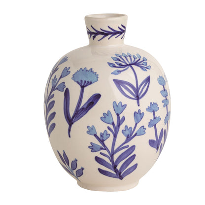 Mud Pie Large Blue Floral Bud Vase