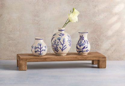Mud Pie Large Blue Floral Bud Vase