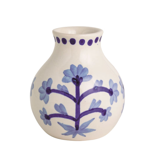 Mud Pie Small Blue Floral Bud Vase