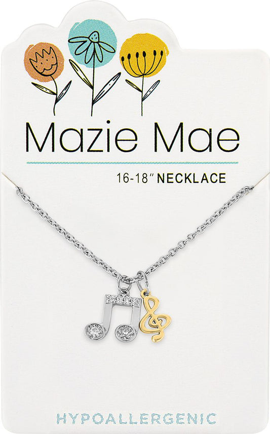 MAZIE MAE SILVER AND GOLD MUSIC NOTE NECKLACE
