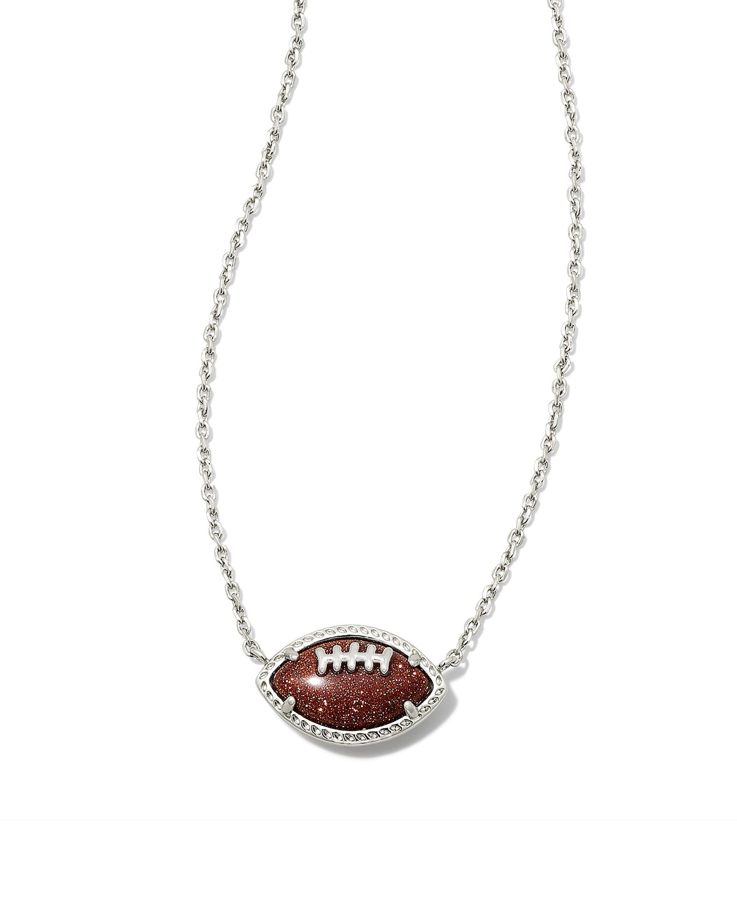 KENDRA SCOTT FOOTBALL SHORT PENDANT NECKLACE SILVER ORANGE GOLDSTONE