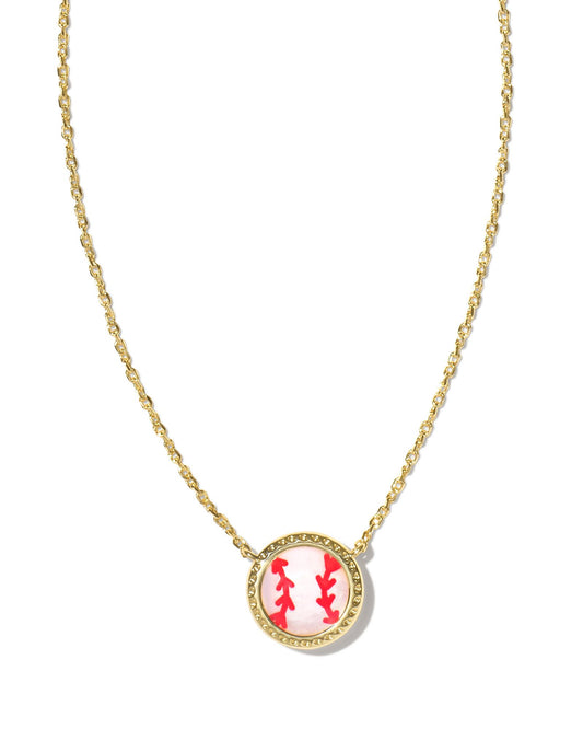 KENDRA SCOTT BASEBALL SHORT PENDANT NECKLACE GOLD IVORY MOTHER OF PEARL