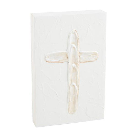 MUDPIE CROSS WHITE XMAS PLAQUE