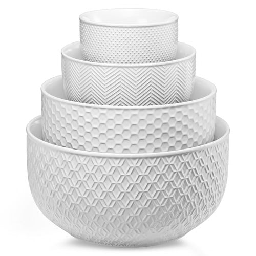 KOOK NESTING BOWLS CERAMIC IVORY SET OF 4