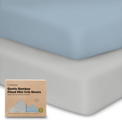 KEABABIES ISLA FITTED MINI CRIB SHEETS/PACK AND PLAY SHEETS - STEELE