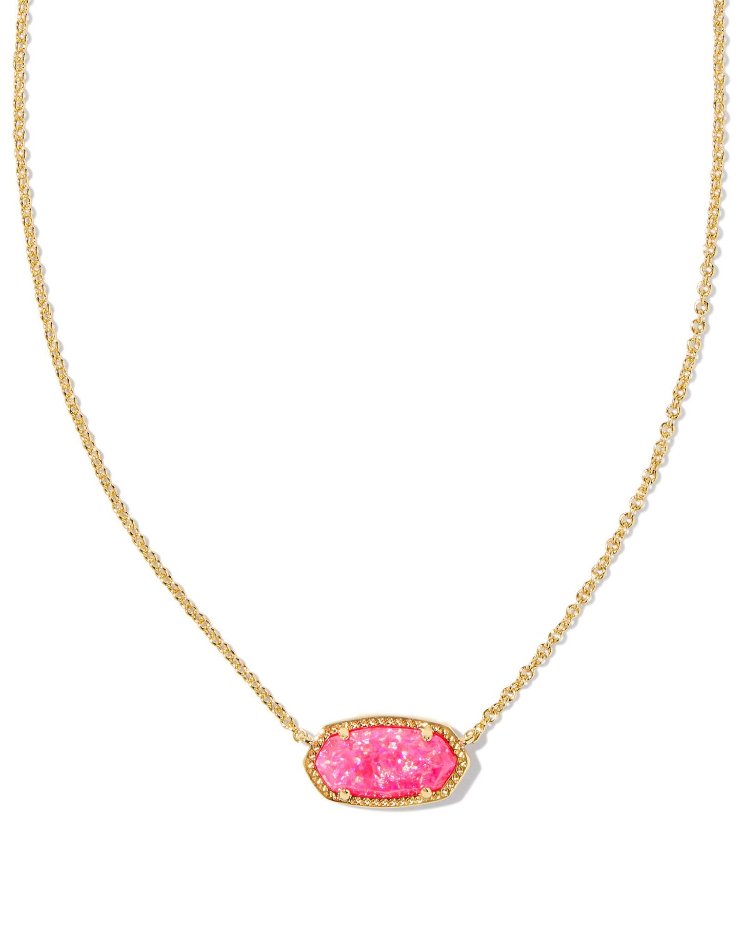 KENDRA SCOTT ELISA SHORT PENDANT NECKLACE GOLD BRIGHT PINK KYOCERA OPAL