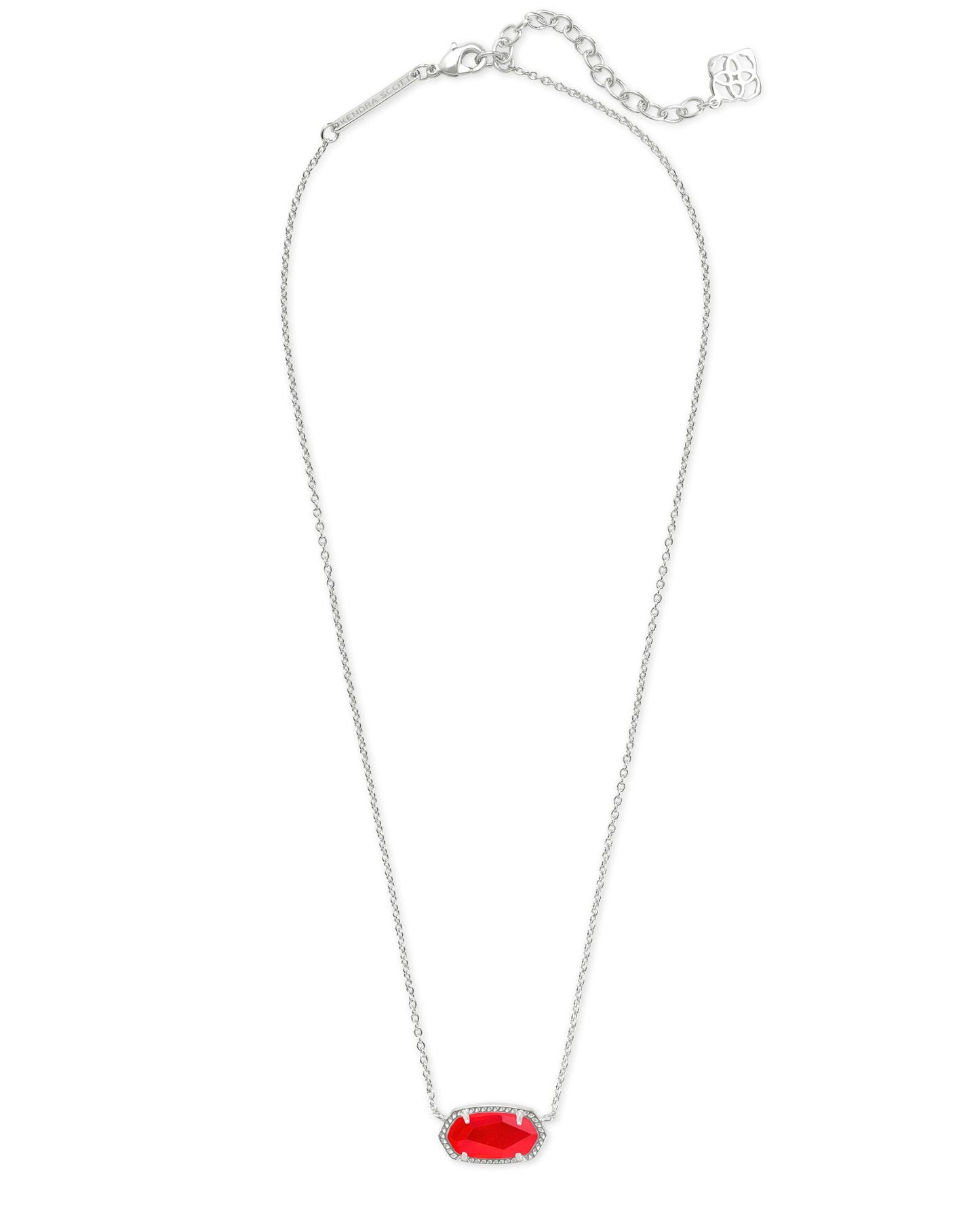 KENDRA SCOTT ELISA SHORT PENDANT NECKLACE RHODIUM RED ILLUSION