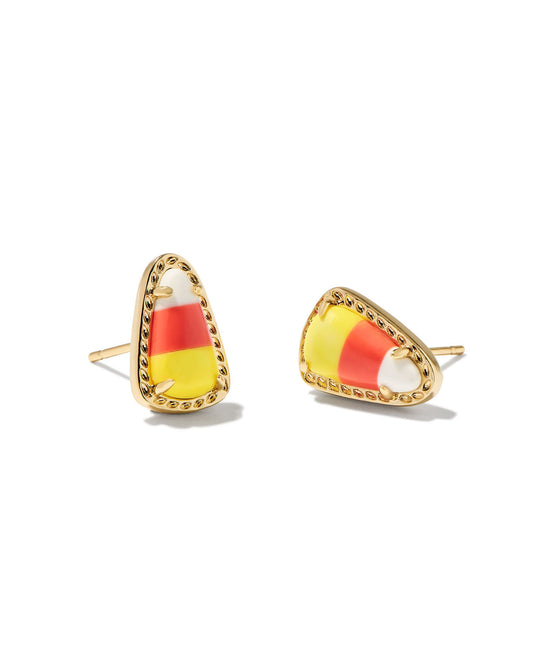 KENDRA SCOTT CANDY CORN STUD EARRINGS GOLD CANDY CORN MAGNESITE