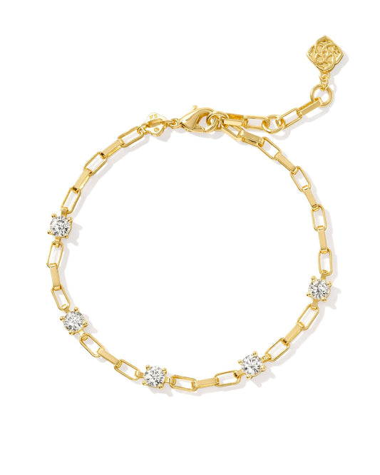 KENDRA SCOTT LEXI CHAIN BRACELET GOLD WHITE CRYSTAL