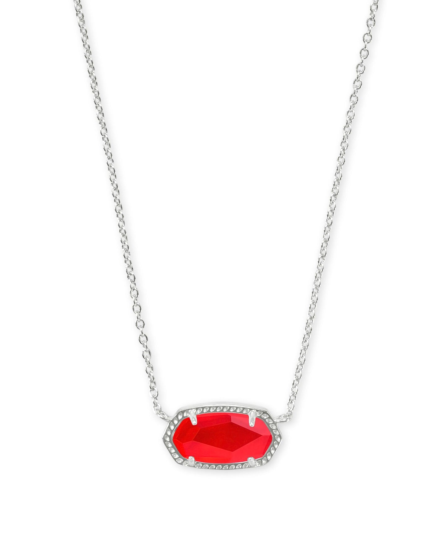 KENDRA SCOTT ELISA SHORT PENDANT NECKLACE RHODIUM RED ILLUSION