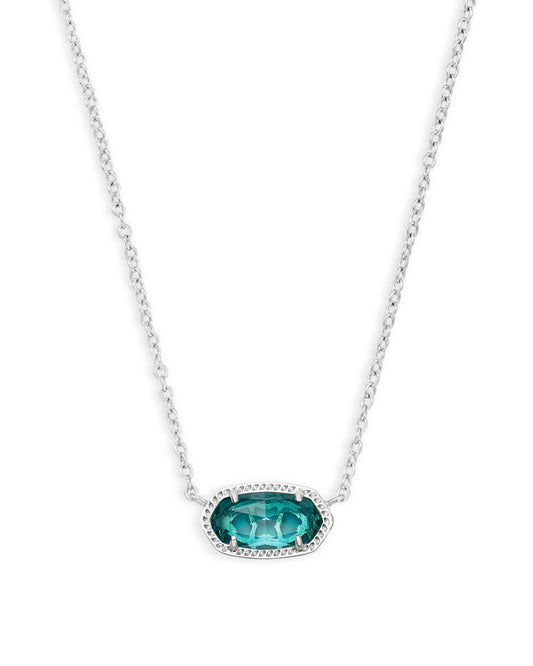 ELISA SHORT PENDANT NECKLACE RHODIUM LONDON BLUE