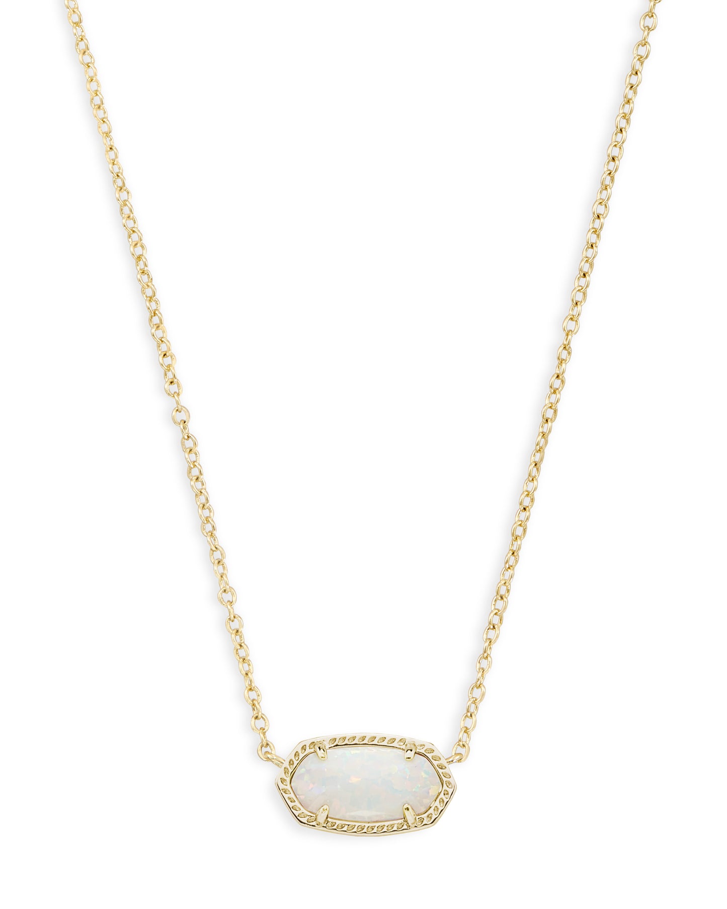 ELISA SHORT PENDANT NECKLACE GOLD WHITE OPAL