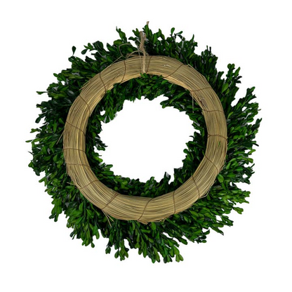 Naturally Preserved Green Boxwood Wreath 21"