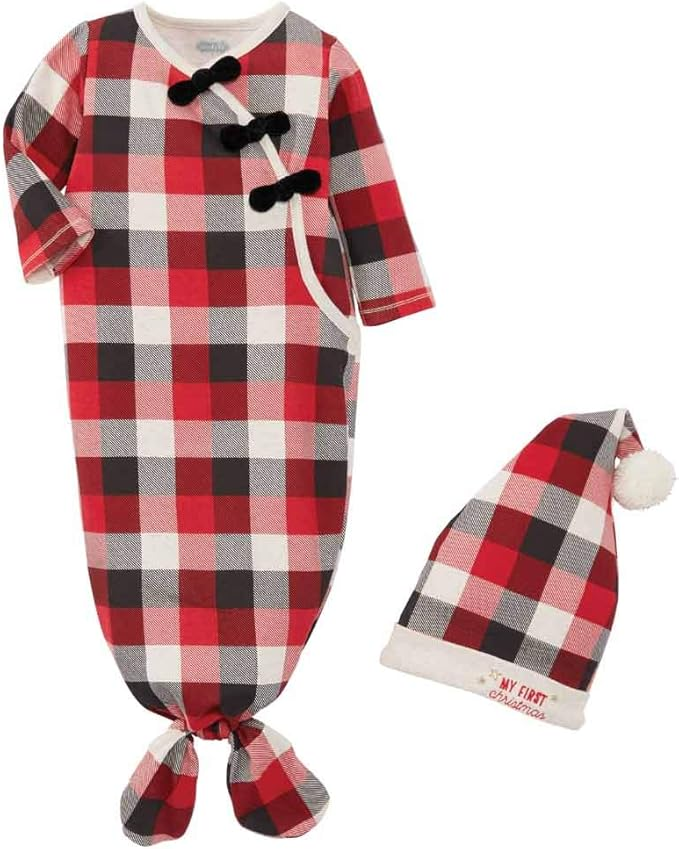 MUDPIE GIRL CHECK GOWN AND HAT