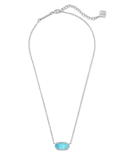 KENDRA SCOTT ELISA SHORT PENDANT NECKLACE SILVER TURQUOISE MAGNESITE