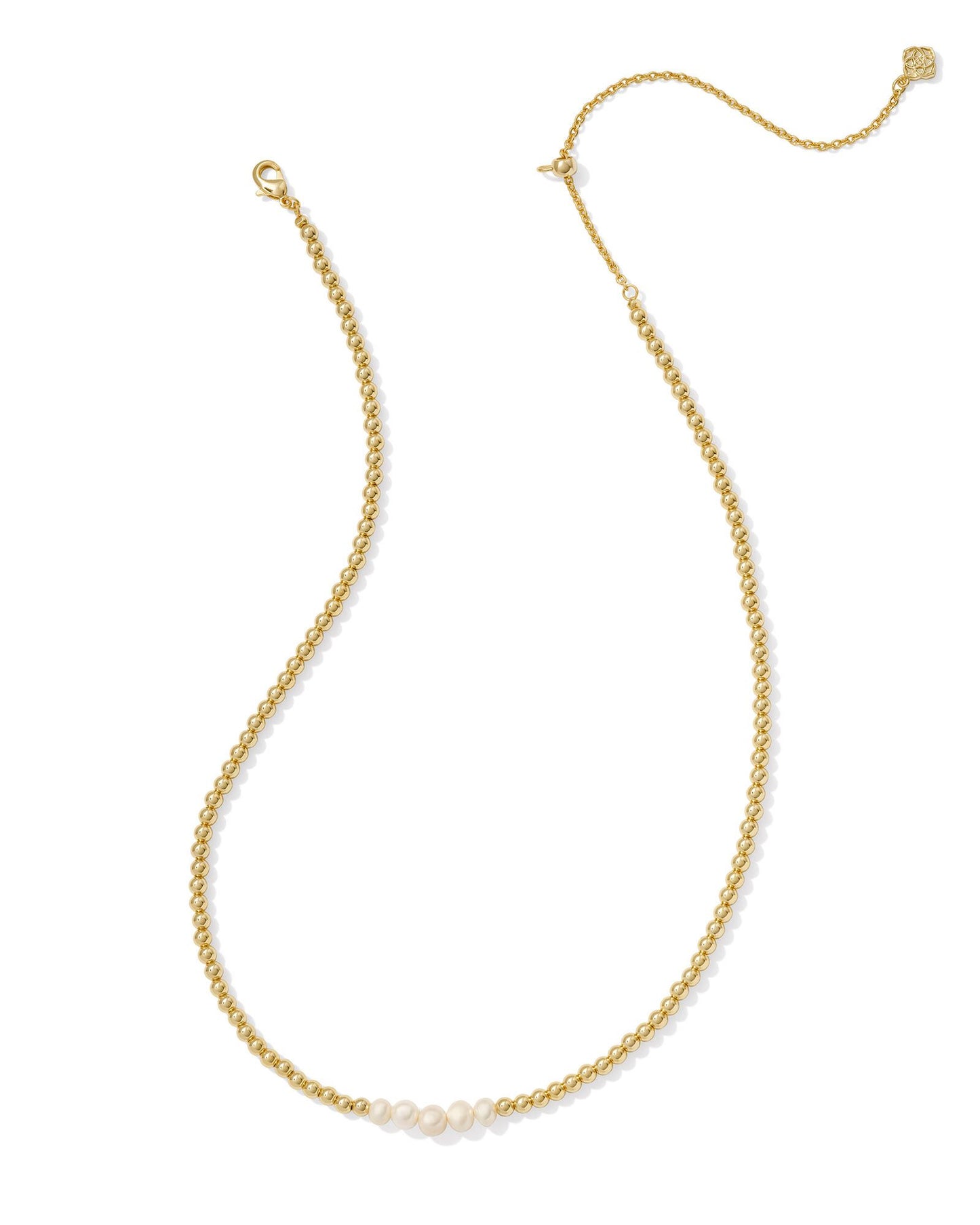 KENDRA SCOTT EVE BEADED STRAND NECKLACE GOLD WHITE PEARL