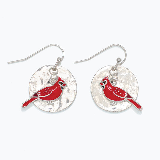 PERIWINKLE SILVER CARDINALS EARRINGS