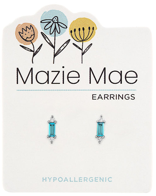 MAZIE MAE SILVER BLUE STONE BAR EARRINGS