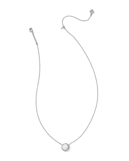 KENDRA SCOTT VOLLEYBALL SHORT PENDANT NECKLACE SILVER WHITE MOTHER OF PEARL