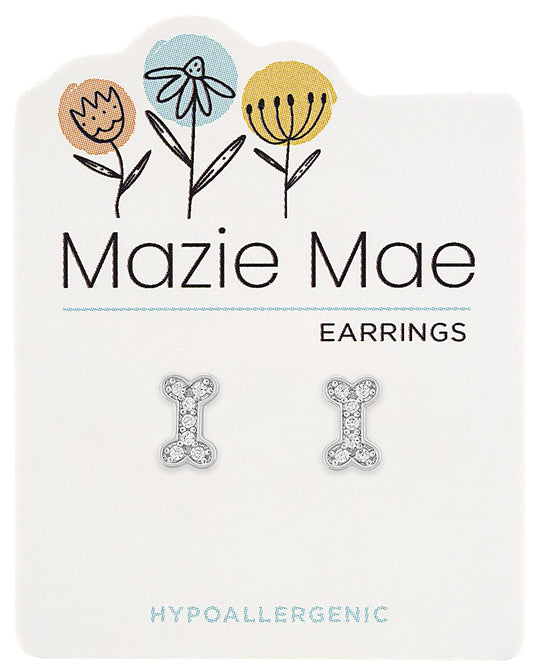 MAZIE MAE SILVER DOG BONE EARRINGS