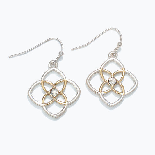 PERIWINKLE MIXED METSL FLOWER EARRINGS