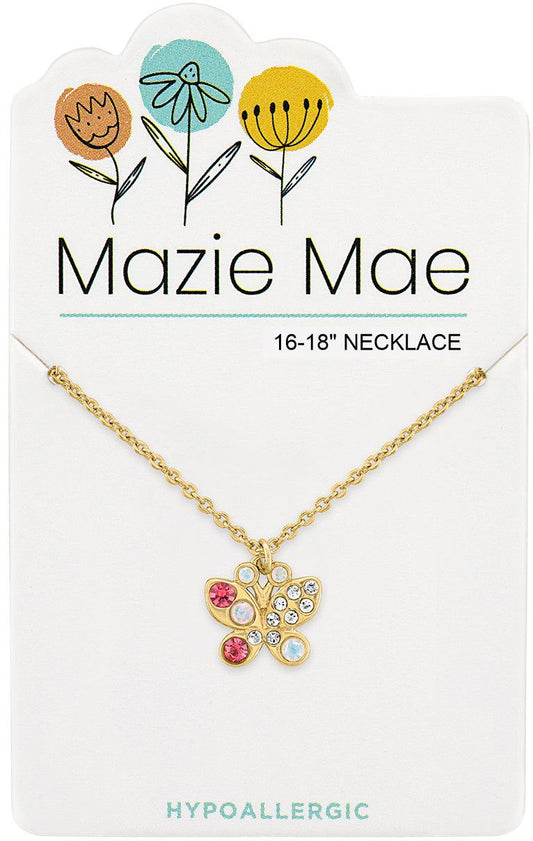 MAZIE MAE GOLD PINK DIAMOND BUTTERFLY NECKLACE