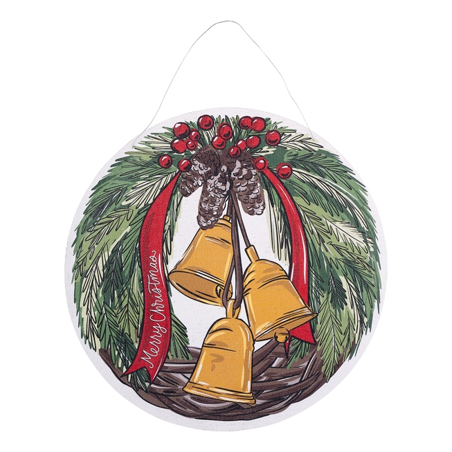 GIVE THANKS/MERRY CHRISTMAS BELL REVERSABLE DOORHANGER BURLEE