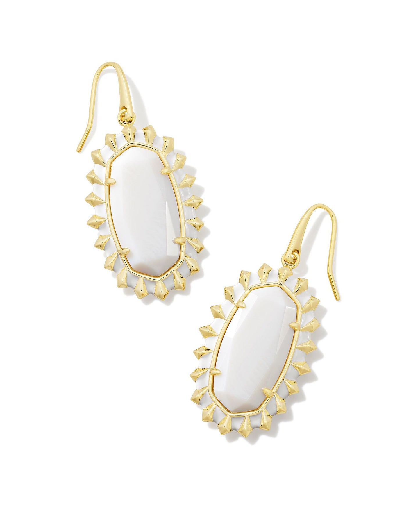 KENDRA SCOTT DANI COLOR BURST FRAME DROP EARRINGS GOLD WHITE MOTHER OF PEARL